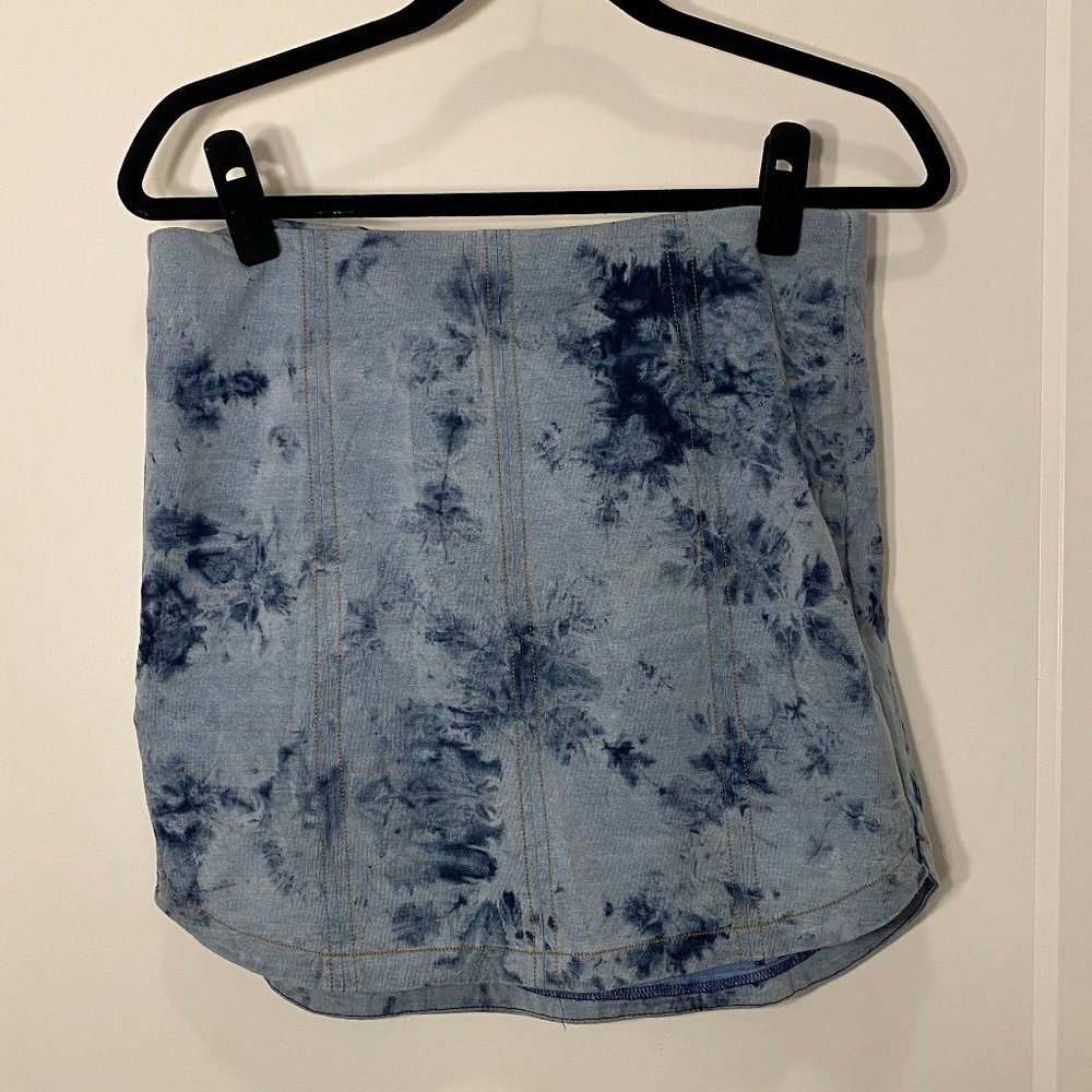 Blue/white tiedye mini shirt w/ zipper on back